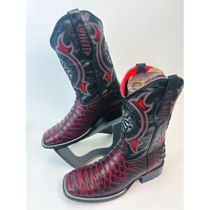 Joe Boots Exclusive Black Cherry Python Jumbo Cobra Western Boots Mens 10 004086